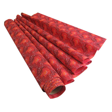 Klingshield 100% Cotton ShweShwe Fabric - Red Flowers - 91cm x 5m